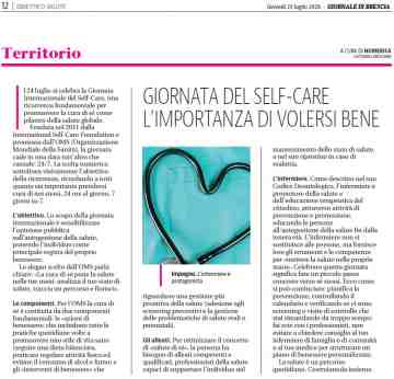 GIORNATA DEL SELF-CARE, L�IMPORTANZA DI VOLERSI BENE