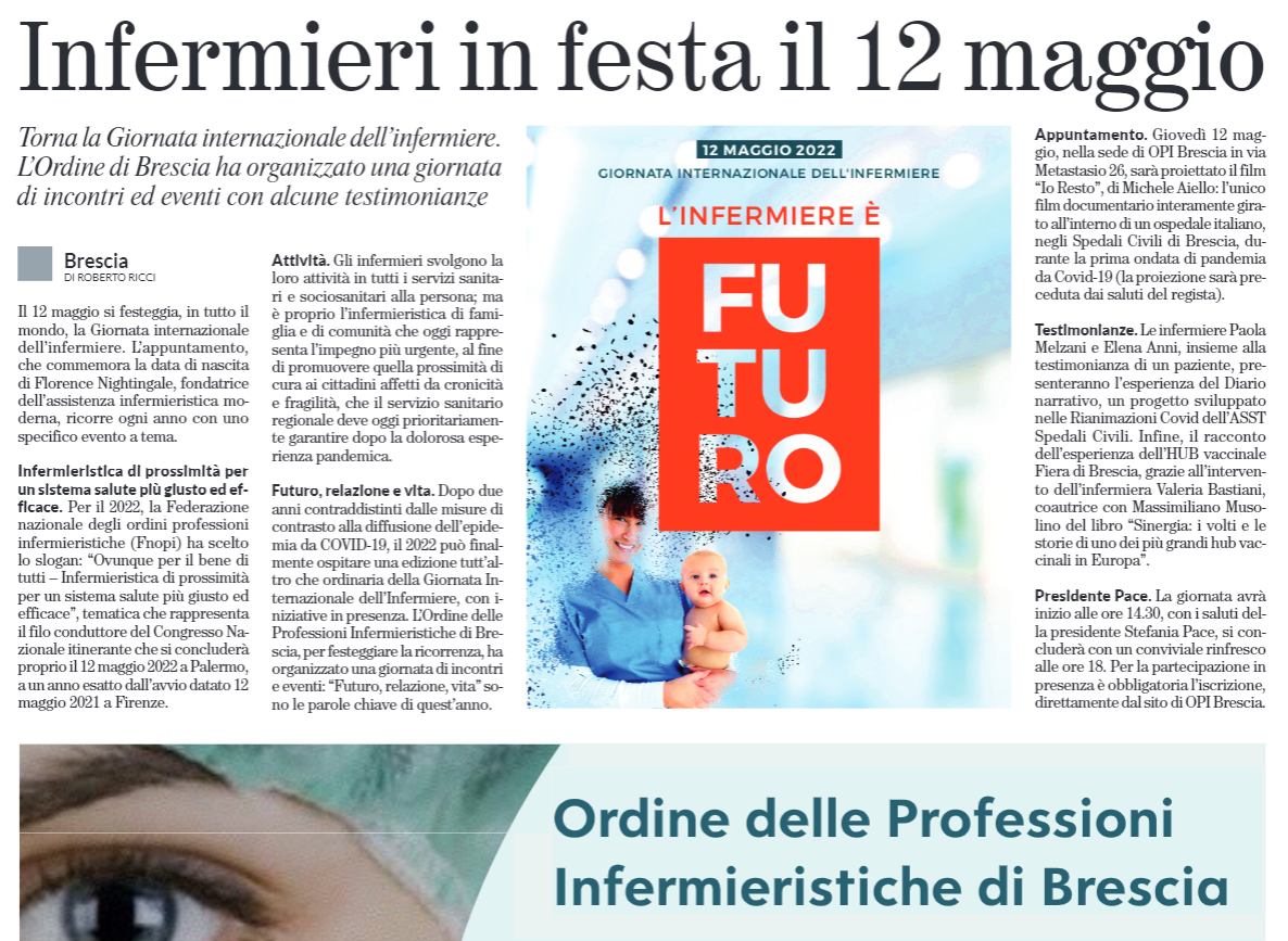 Infermieri in festa il 12 maggio