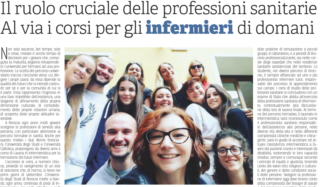 Il ruolo cruciale delle professioni sanitarie. Al via i corsi per gli infermieri di domani