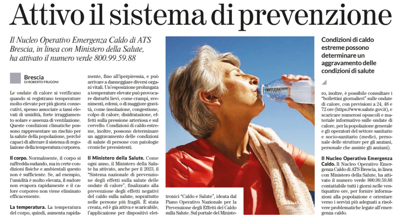 La Voce del Popolo: Ondate di caldo: � attivo il Sistema nazionale di prevenzione