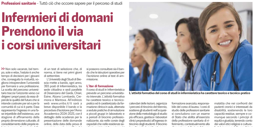 Modalit� d\'iscrizione ai Corsi di Laurea in Infermieristica per l\'anno accademico 2024-25